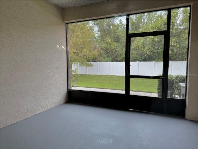 view of unfurnished sunroom