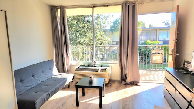 living area featuring light wood-type flooring