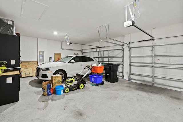 garage with a garage door opener