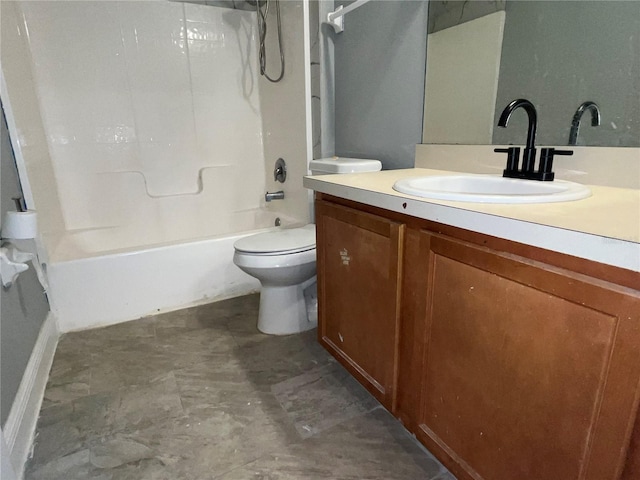 full bathroom featuring vanity, toilet, and shower / tub combination