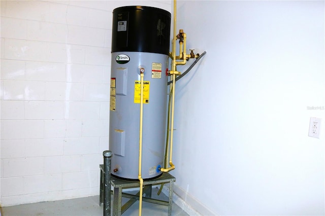 utility room with hybrid water heater