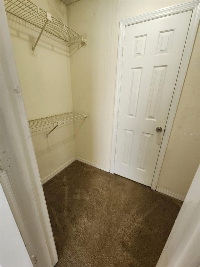 spacious closet with dark carpet