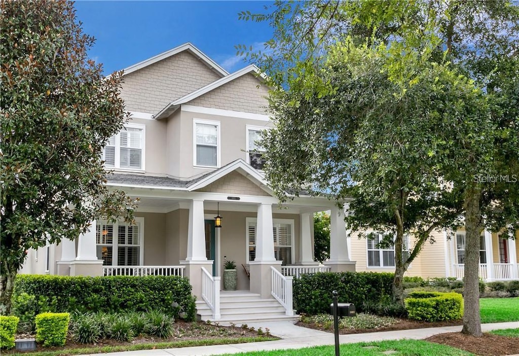 craftsman inspired home with a porch