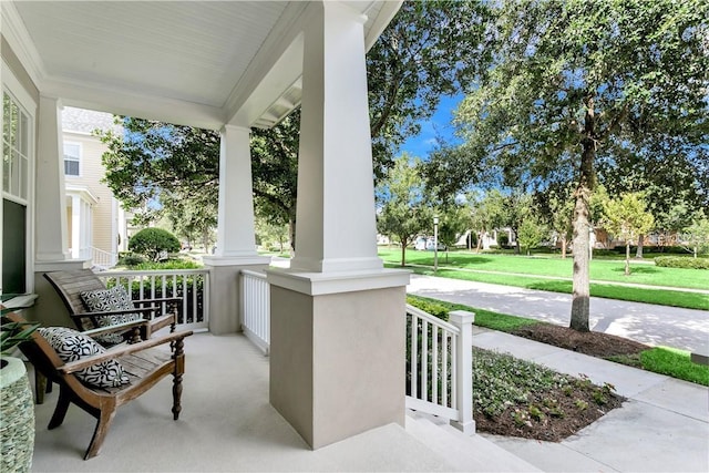 view of patio featuring covered porch