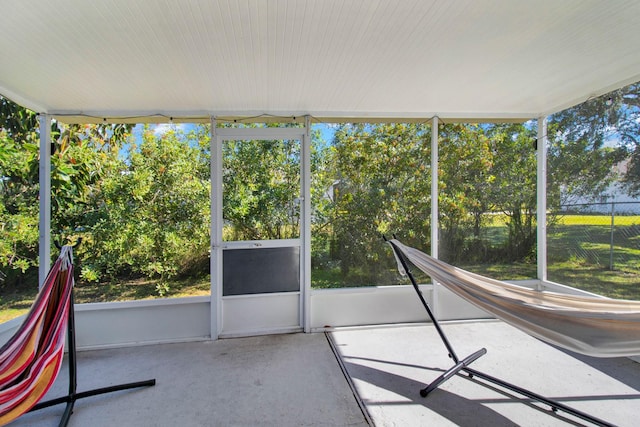 view of unfurnished sunroom