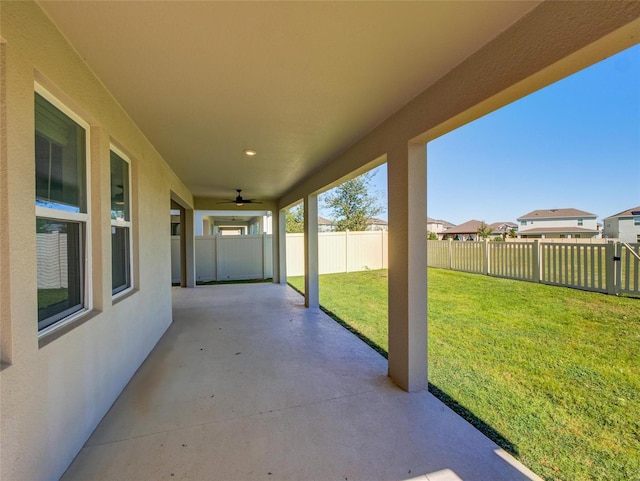 view of patio with ceiling fan