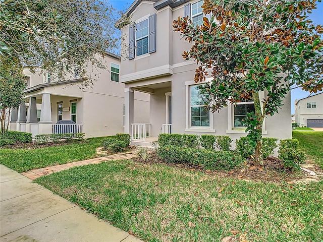 view of front of property with a front lawn