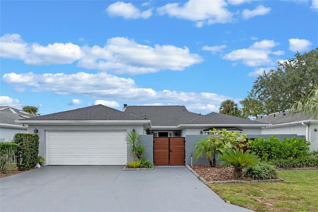 ranch-style home featuring a garage