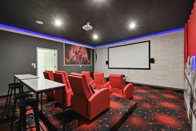 cinema with dark colored carpet