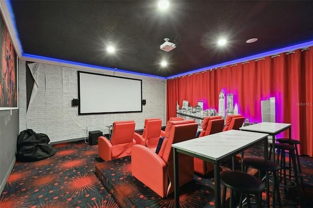 view of carpeted home theater