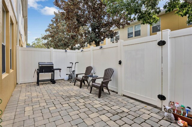 view of patio with area for grilling