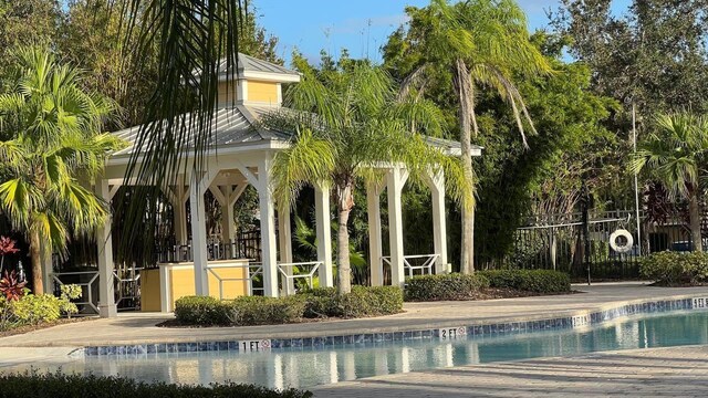 view of pool with a gazebo