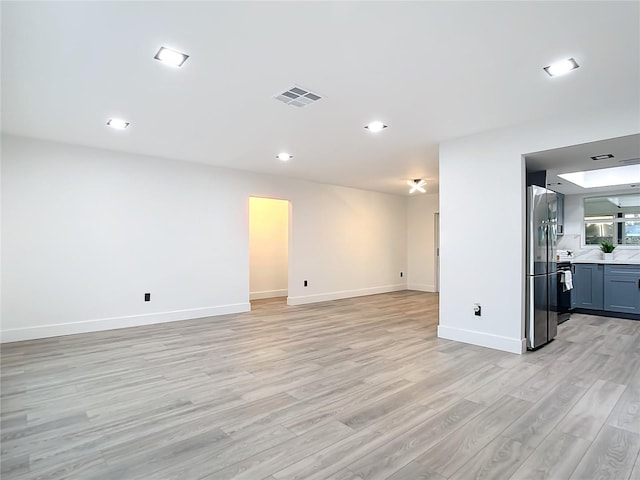 unfurnished living room with light hardwood / wood-style flooring