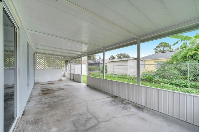 view of unfurnished sunroom