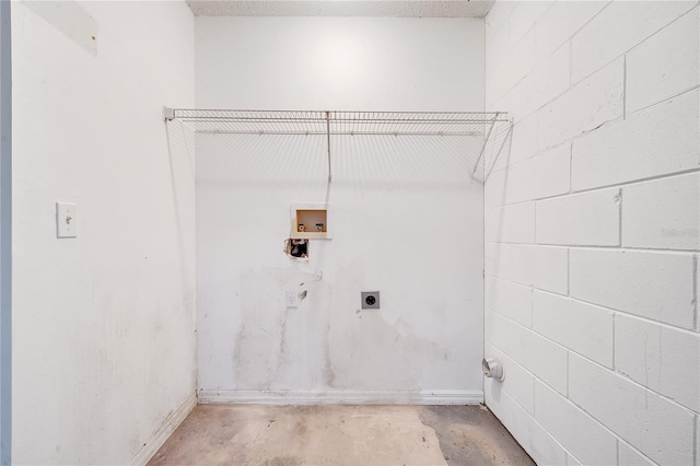 laundry area with electric dryer hookup and hookup for a washing machine