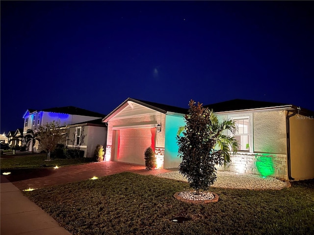 view of front of house with a garage