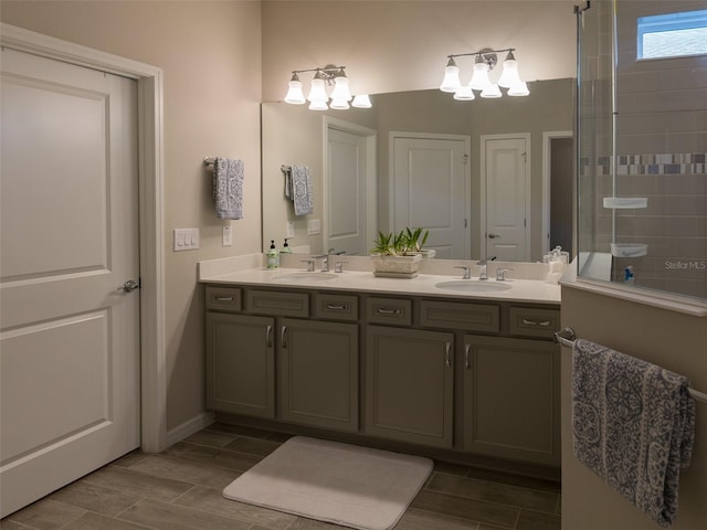 bathroom with wood-type flooring and vanity