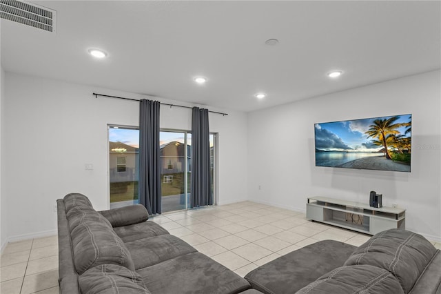 view of tiled living room