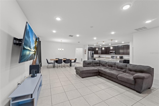 view of tiled living room