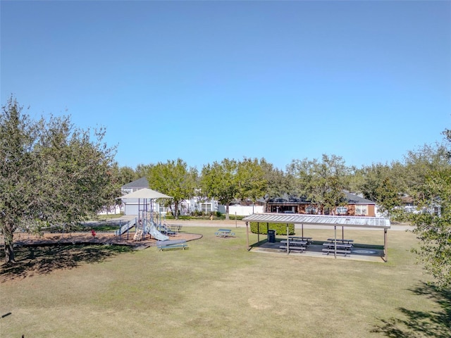 view of yard with a playground