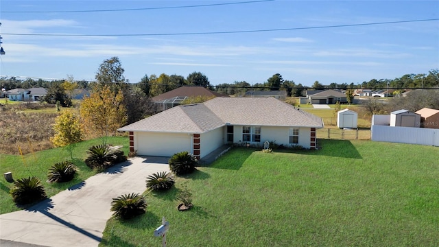 view of front of home featuring a garage and a front lawn