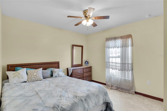 bedroom featuring ceiling fan