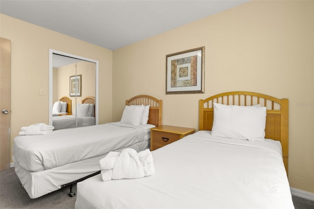 bedroom featuring carpet floors and a closet