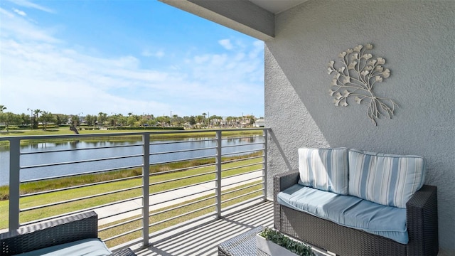 balcony with a water view