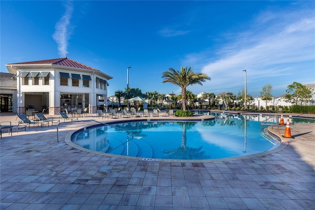 view of pool featuring a patio area