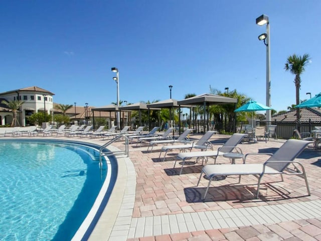 view of pool featuring a patio