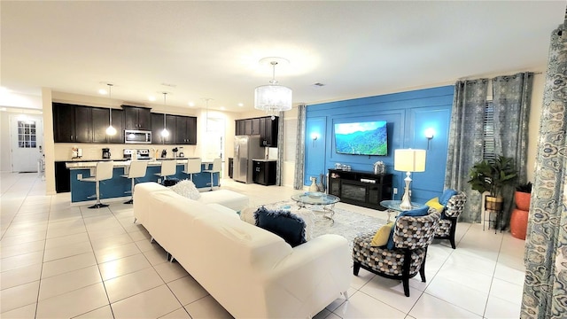 view of tiled living room