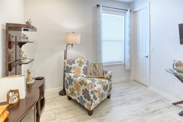 living area featuring light hardwood / wood-style flooring