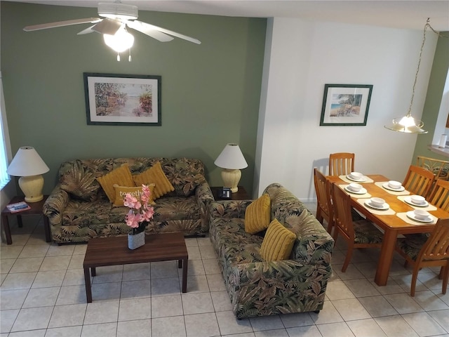 view of tiled living room