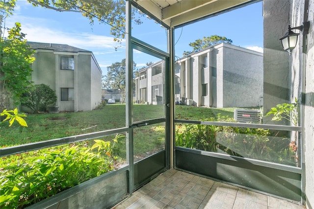 view of unfurnished sunroom