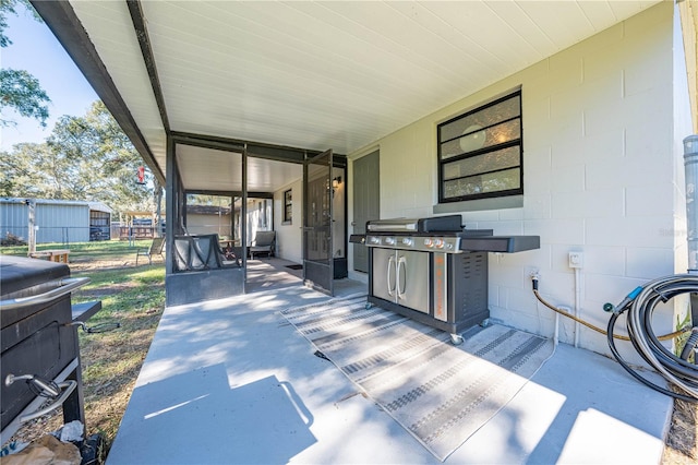 view of patio with area for grilling