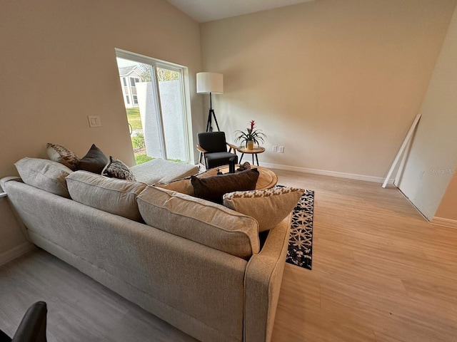 living room featuring light wood-type flooring