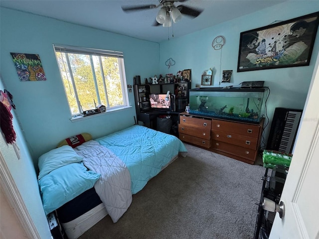 bedroom with carpet and ceiling fan