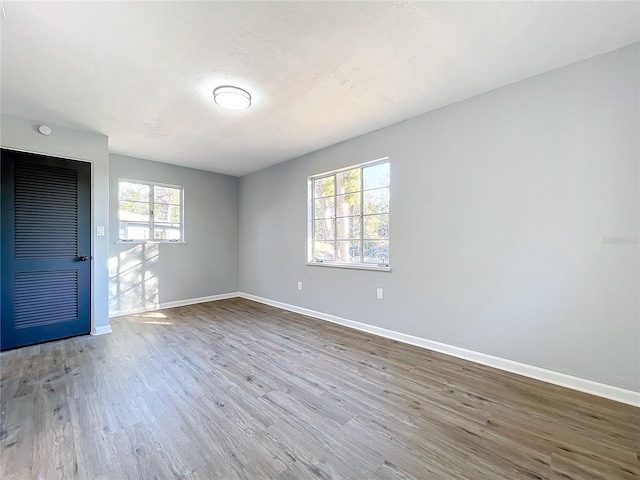 unfurnished room featuring wood-type flooring and a wealth of natural light