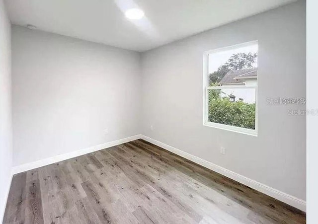 spare room with wood-type flooring