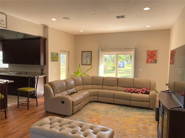 living room featuring light hardwood / wood-style floors