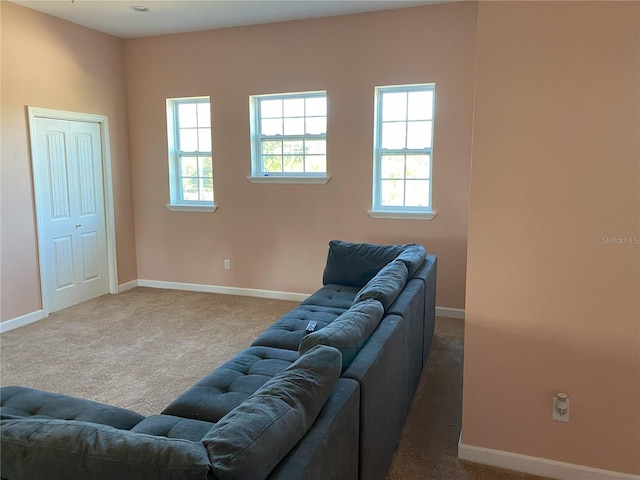 carpeted living room with a healthy amount of sunlight