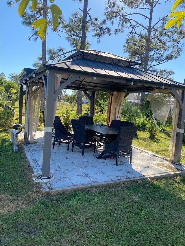 view of patio / terrace featuring a gazebo