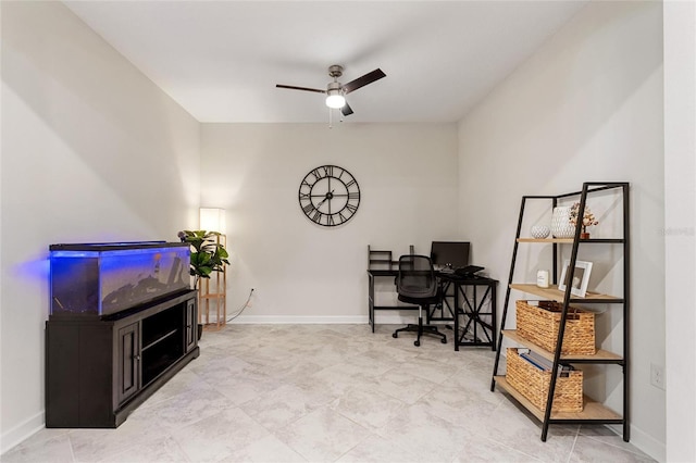 home office featuring ceiling fan