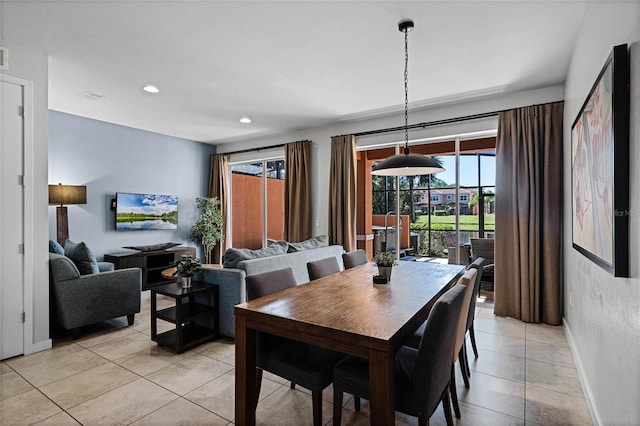 view of tiled dining room