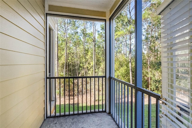 view of unfurnished sunroom