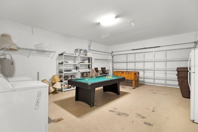 playroom with gas water heater and billiards