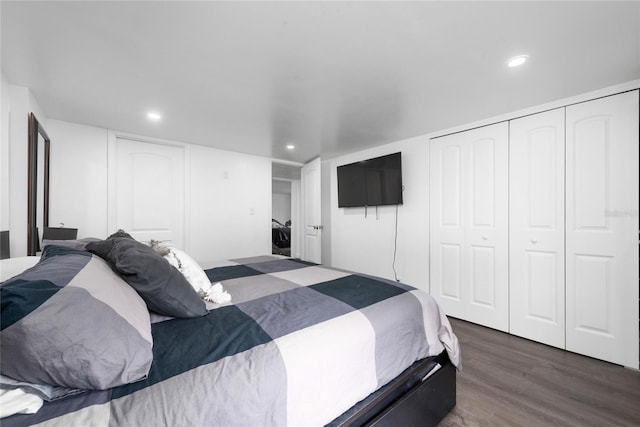 bedroom featuring dark wood-type flooring