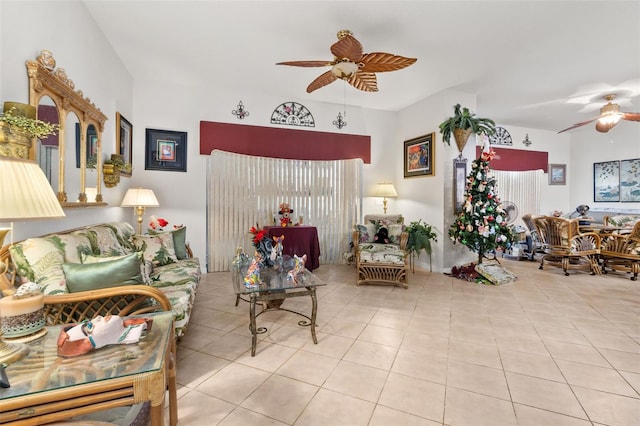 view of tiled living room