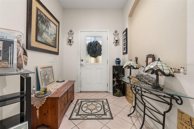 foyer with light tile patterned floors