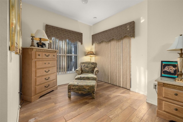 living area featuring light hardwood / wood-style flooring